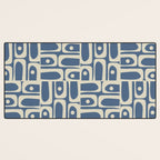 Mid Century Modern Geometric Abstract Piquet Multi Pattern in Blue Gray Beige Desk Mat Gallery Image 3