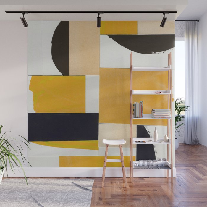 Yellow Abstract Collage Wall Mural Gallery Image 1