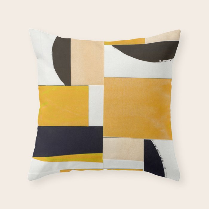 Yellow Abstract Collage Throw Pillow Gallery Image 6