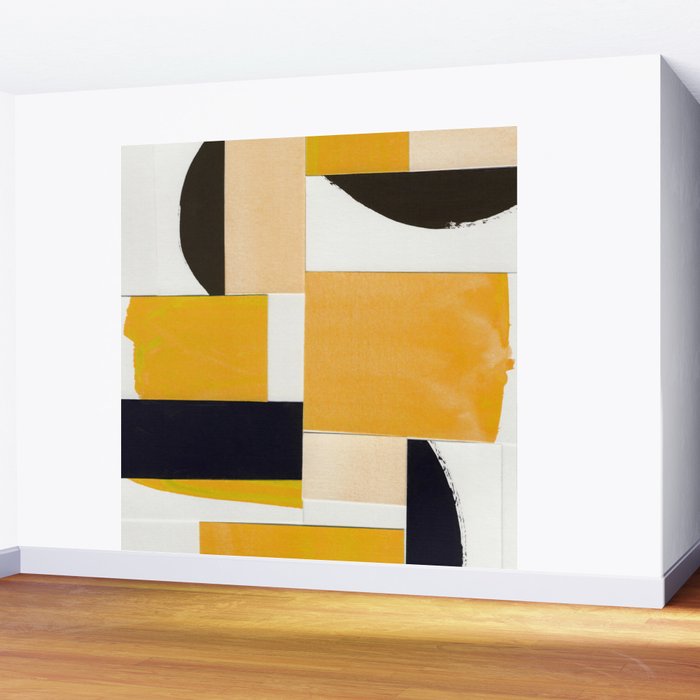 Yellow Abstract Collage Wall Mural Gallery Image 2