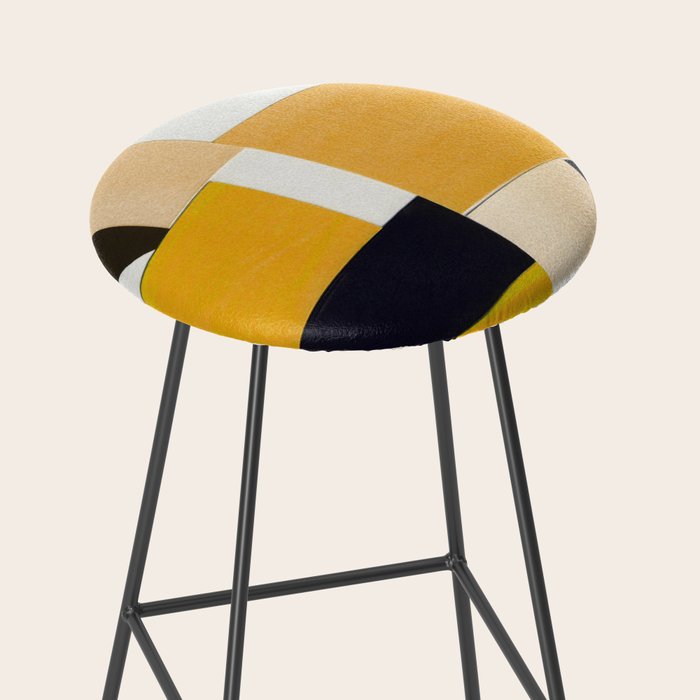 Yellow Abstract Collage Stool Gallery Image 2
