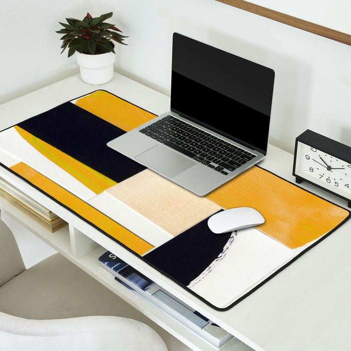 Yellow Abstract Collage Desk Mat Gallery Image 2