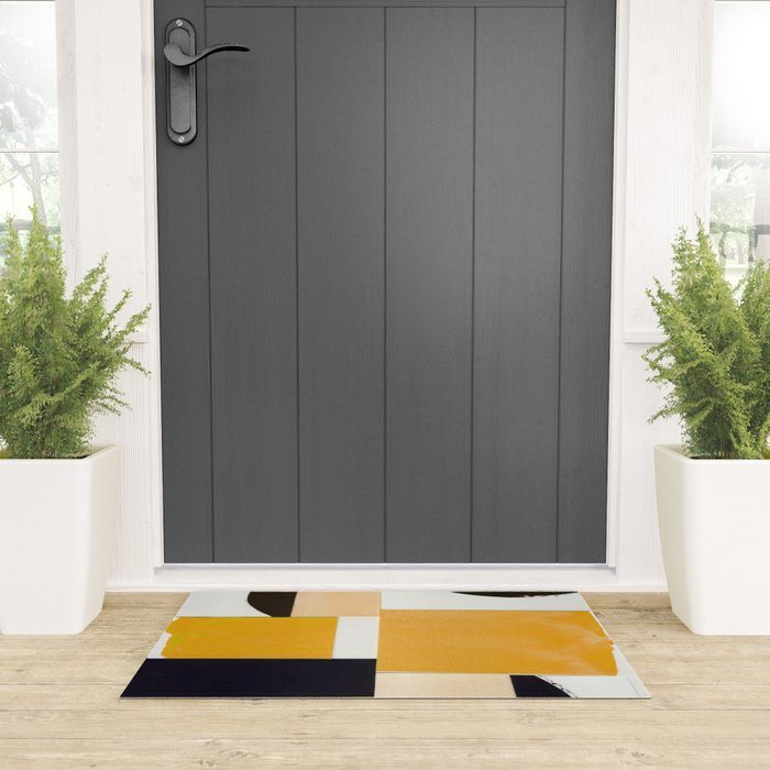 Yellow Abstract Collage Welcome Mat Gallery Image 3