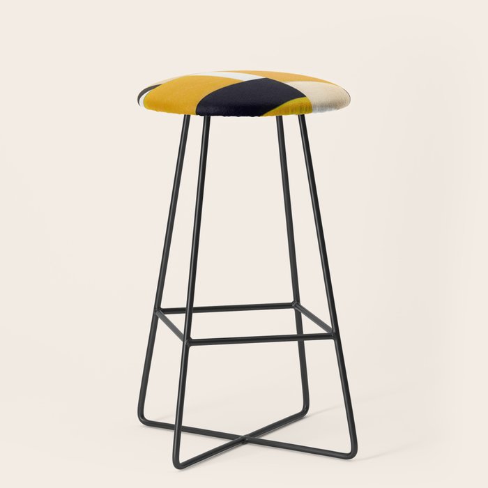 Yellow Abstract Collage Stool Gallery Image 1