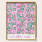 Elephant Block Print in Pink and Green Serving Tray Gallery Image 1