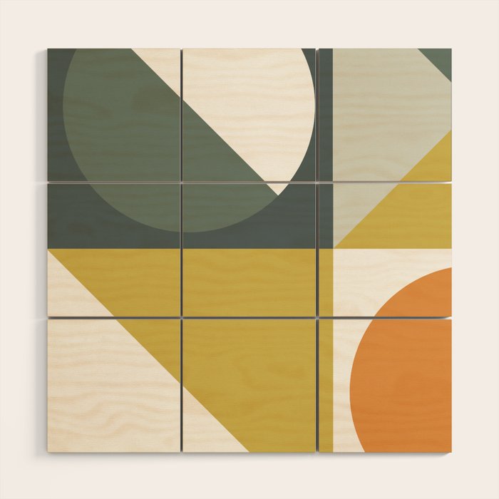 Mid Century Geometric 01 Wood Wall Art Gallery Image 1