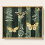 Night Forest Dark Green Watercolor Moths and Ferns All Over Serving Tray Gallery Image 1