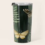 Night Forest Dark Green Watercolor Moths and Ferns All Over Travel Mug Gallery Image 3