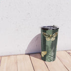 Night Forest Dark Green Watercolor Moths and Ferns All Over Travel Mug Gallery Image 4