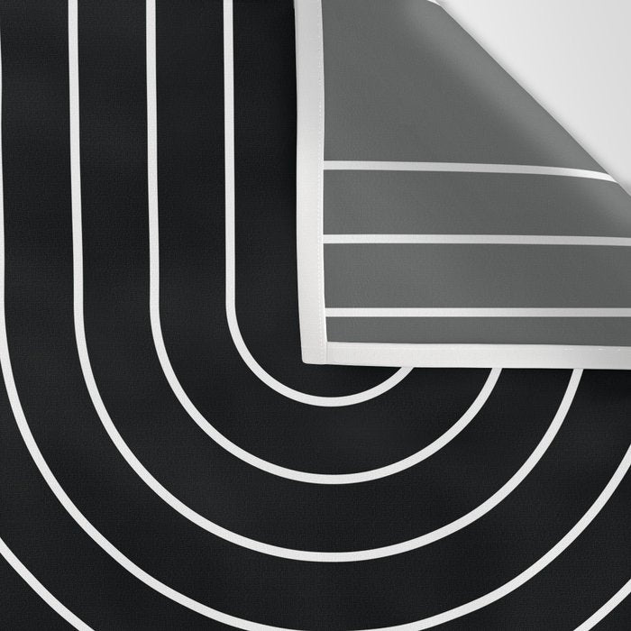 Mid Century Modern Geometric 109 in Black and White (Rainbow and Sun Abstraction) Wall Tapestry Gallery Image 3