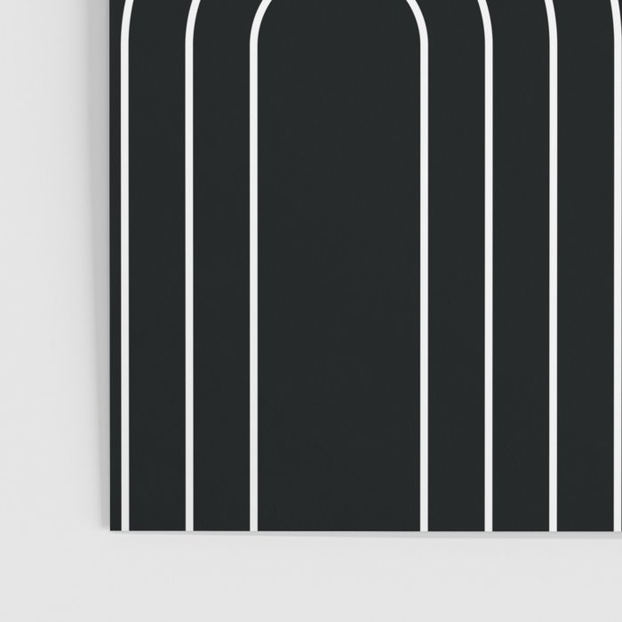 Mid Century Modern Geometric 109 in Black and White (Rainbow and Sun Abstraction) Poster Gallery Image 3