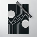 Mid Century Modern Geometric 109 in Black and White (Rainbow and Sun Abstraction) Wrapping Paper Gallery Image 1