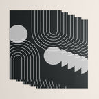 Mid Century Modern Geometric 109 in Black and White (Rainbow and Sun Abstraction) Wrapping Paper Gallery Image 3
