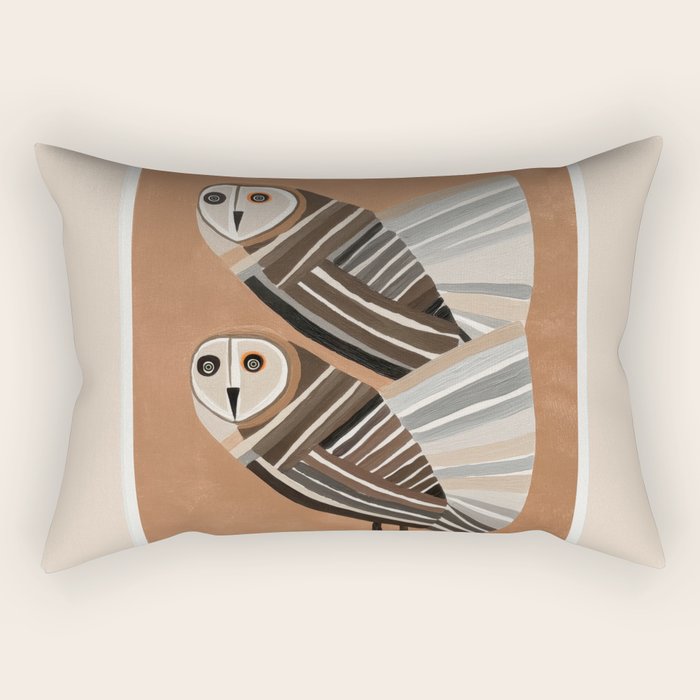 Striped Owl Pair Rectangular Pillow Gallery Image 2