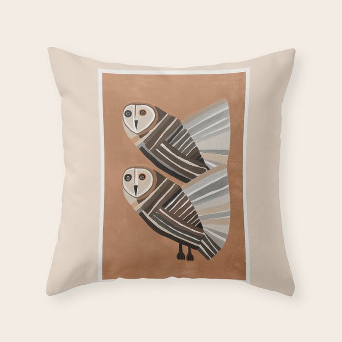 Striped Owl Pair Throw Pillow Gallery Image 6
