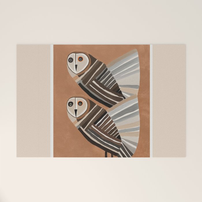 Striped Owl Pair Welcome Mat Gallery Image 1