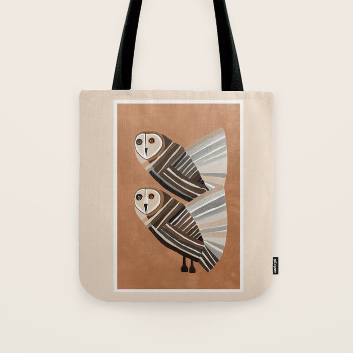 Striped Owl Pair Tote Bag Gallery Image 1