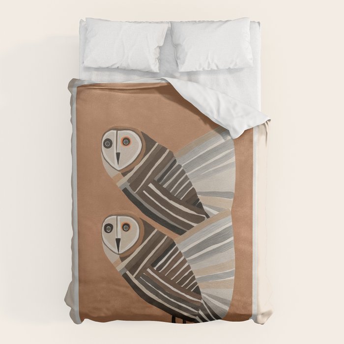 Striped Owl Pair Duvet Cover Gallery Image 6