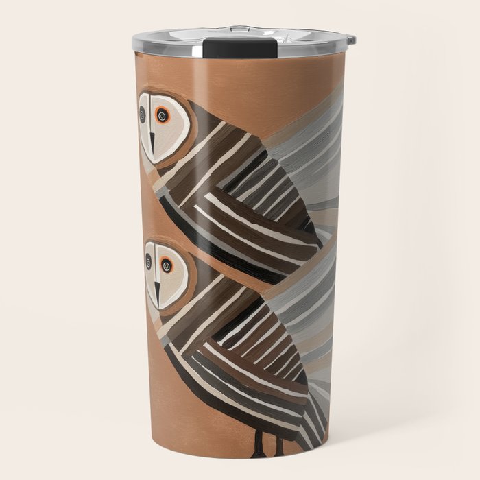 Striped Owl Pair Travel Mug Gallery Image 1