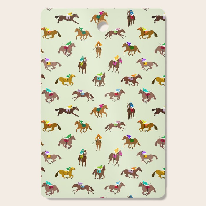 Off to the Horse Races (Mint) Cutting Board Gallery Image 1