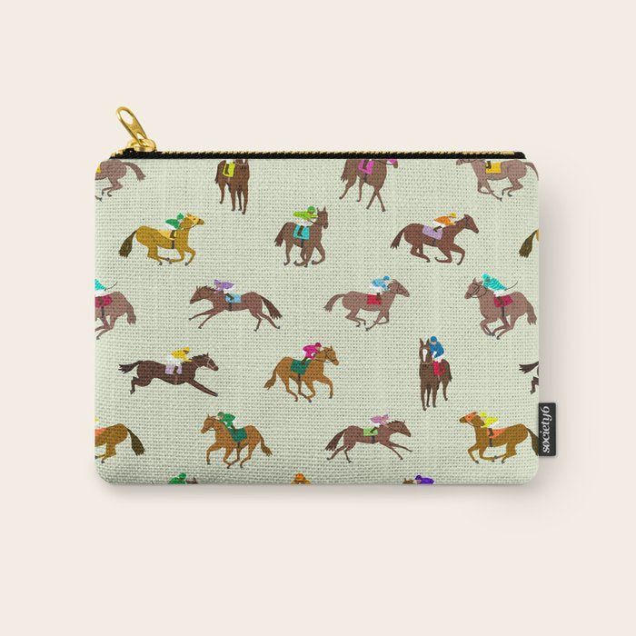 Off to the Horse Races (Mint) Carry All Pouch Gallery Image 1