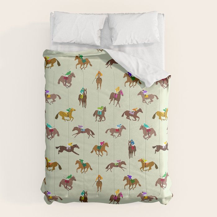 Off to the Horse Races (Mint) Comforter Gallery Image 1