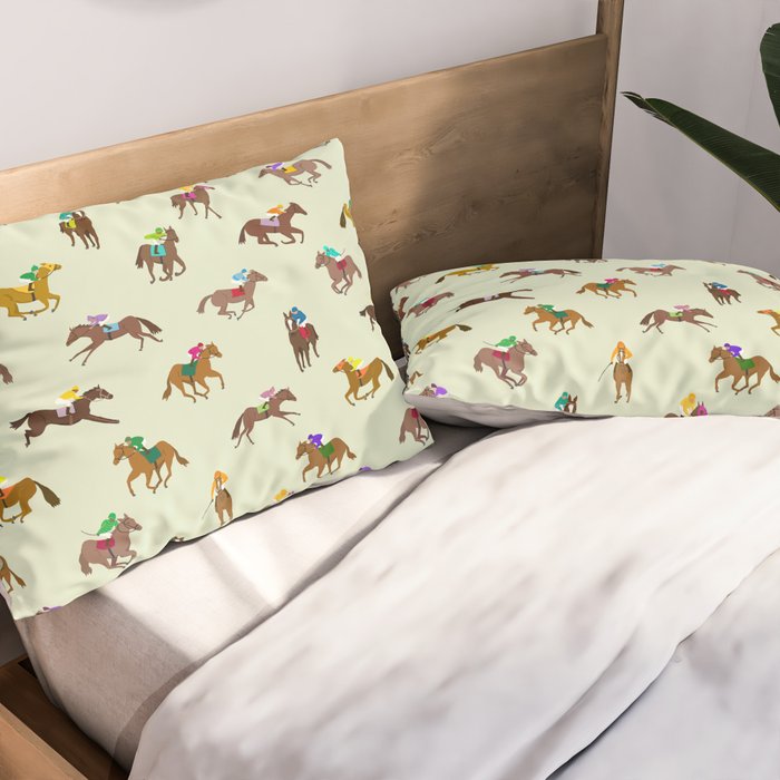Off to the Horse Races (Mint) Pillow Sham Gallery Image 2