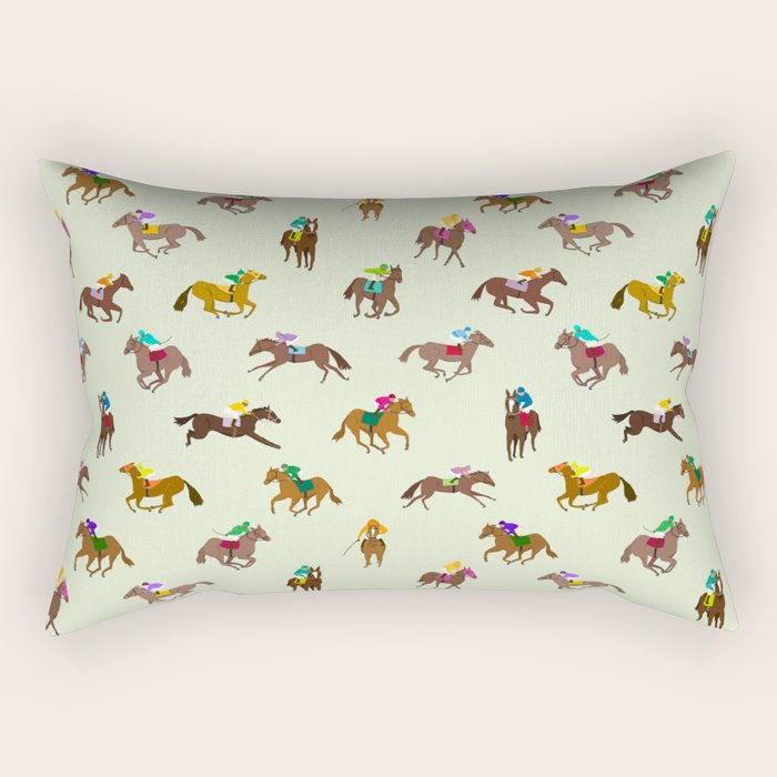 Off to the Horse Races (Mint) Rectangular Pillow Gallery Image 1