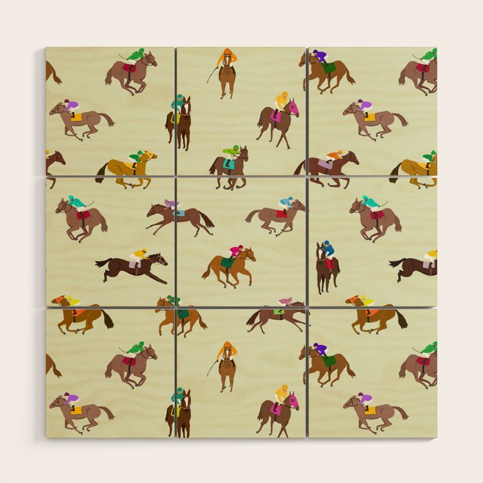 Off to the Horse Races (Mint) Wood Wall Art Gallery Image 1