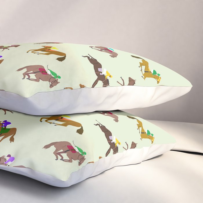 Off to the Horse Races (Mint) Pillow Sham Gallery Image 3