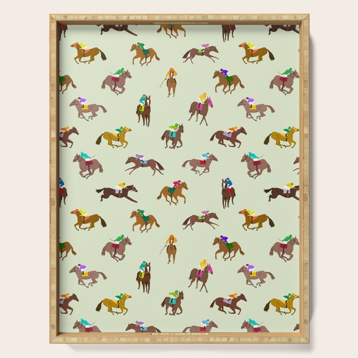 Off to the Horse Races (Mint) Serving Tray Gallery Image 1