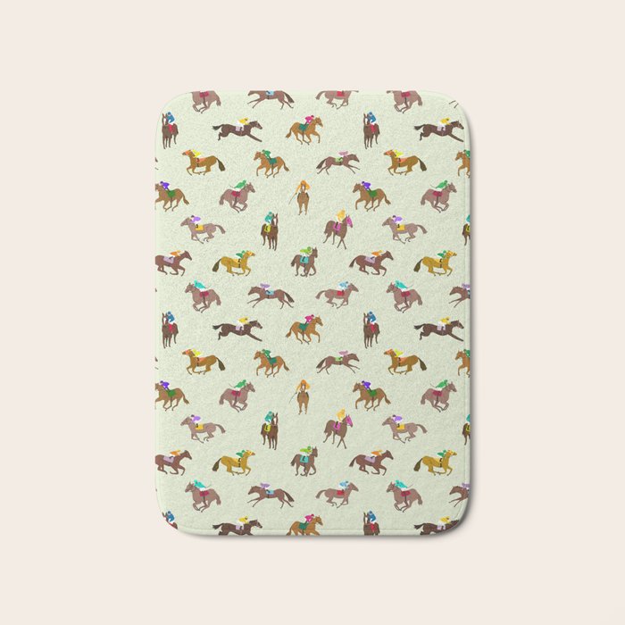 Off to the Horse Races (Mint) Bath Mat Gallery Image 1