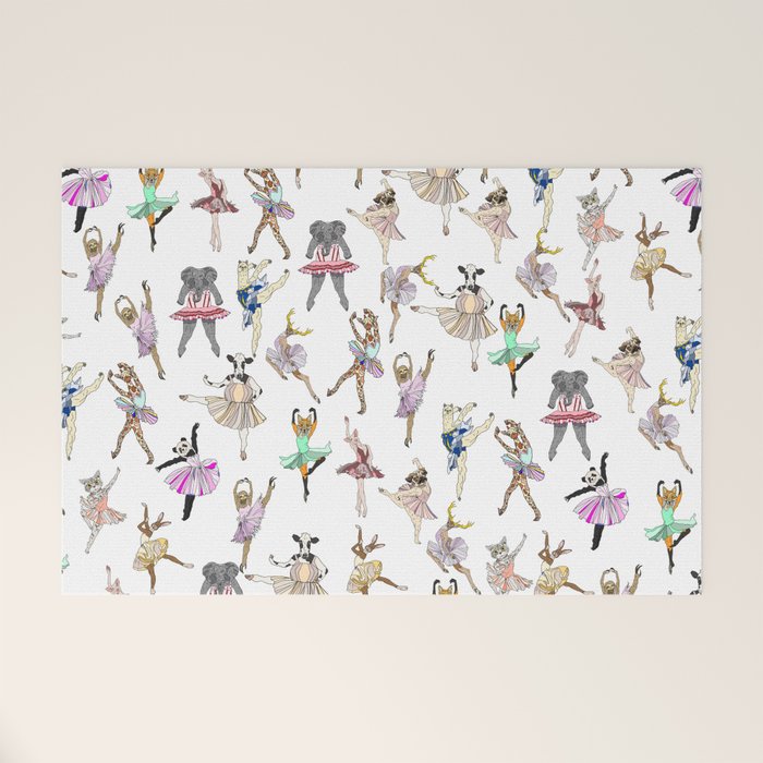 Animal Square Dance Hipster Ballerinas Welcome Mat Gallery Image 1
