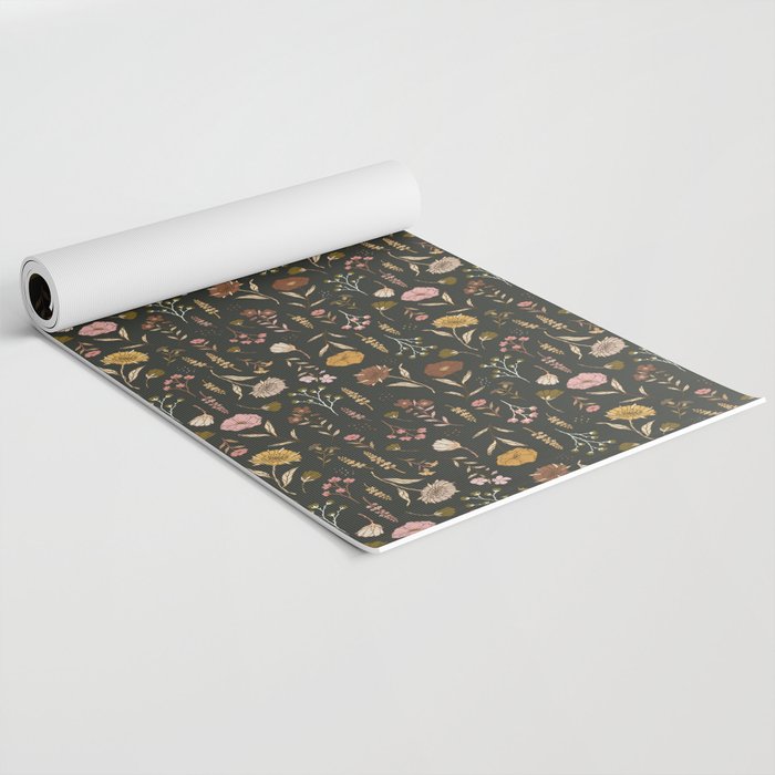 Spring Garden Flower Collection - Charcoal Black Yoga Mat Gallery Image 2