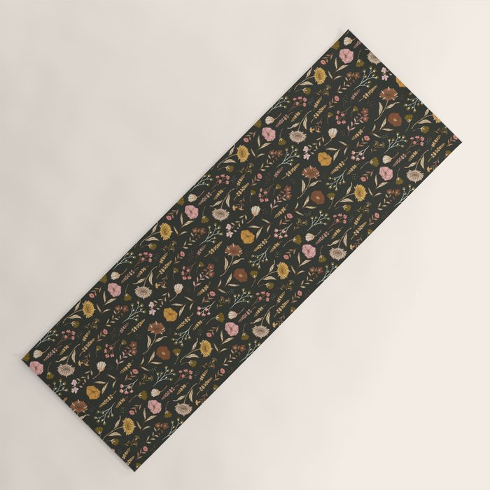 Spring Garden Flower Collection - Charcoal Black Yoga Mat Gallery Image 1