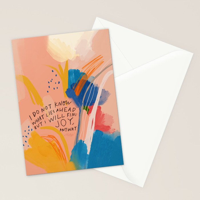 Find Joy. The Abstract Colorful Florals Stationery Card Gallery Image 2
