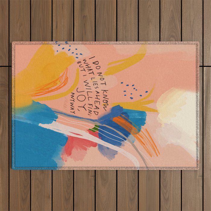 Find Joy. The Abstract Colorful Florals Outdoor Rug Gallery Image 1