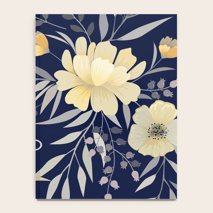 Modern, Boho, Floral Prints, Blue and Yellow Notebook Gallery Image 4
