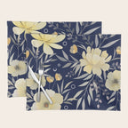 Modern, Boho, Floral Prints, Blue and Yellow Placemat Gallery Image 1