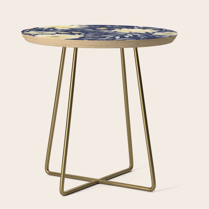 Modern, Boho, Floral Prints, Blue and Yellow Side Table Gallery Image 1