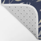 Modern, Boho, Floral Prints, Blue and Yellow Bath Mat Gallery Image 2