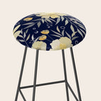 Modern, Boho, Floral Prints, Blue and Yellow Stool Gallery Image 2