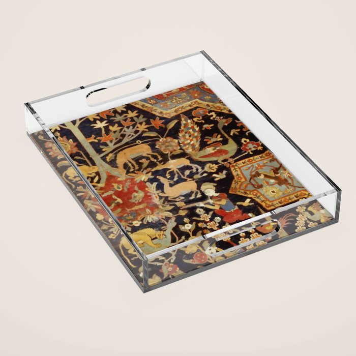 Mantes Antique Persian Animal Rug Print Acrylic Tray Gallery Image 1