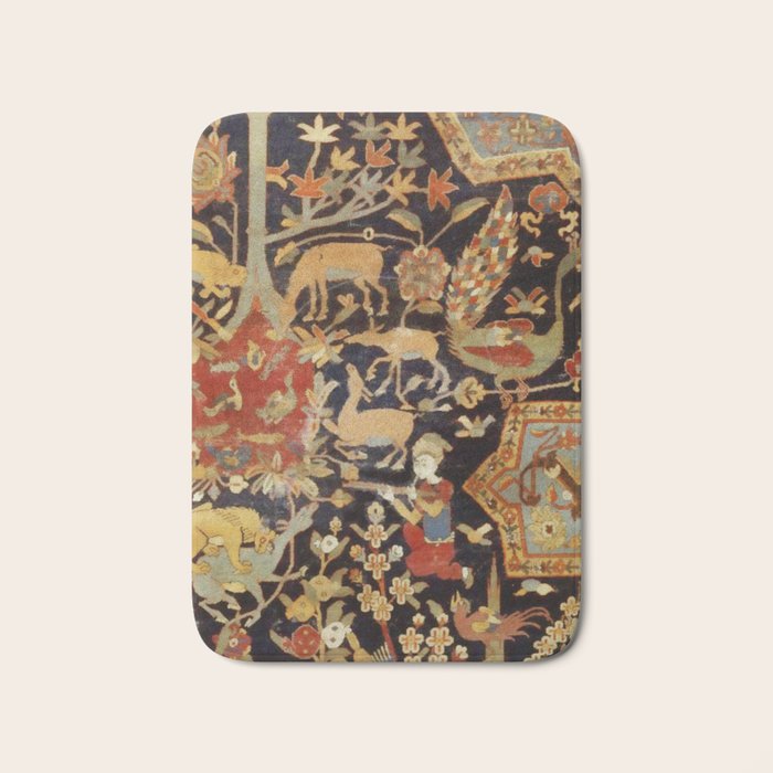 Mantes Antique Persian Animal Rug Print Bath Mat Gallery Image 1