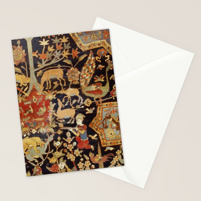 Mantes Antique Persian Animal Rug Print Stationery Card Gallery Image 2