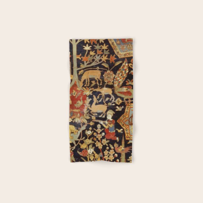 Mantes Antique Persian Animal Rug Print Bath Towel Gallery Image 1