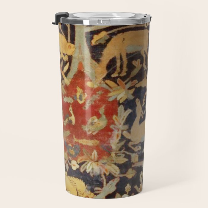 Mantes Antique Persian Animal Rug Print Travel Mug Gallery Image 3