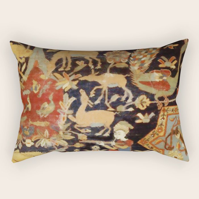 Mantes Antique Persian Animal Rug Print Rectangular Pillow Gallery Image 2