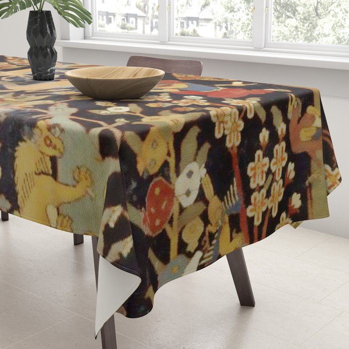 Mantes Antique Persian Animal Rug Print Tablecloth Gallery Image 3