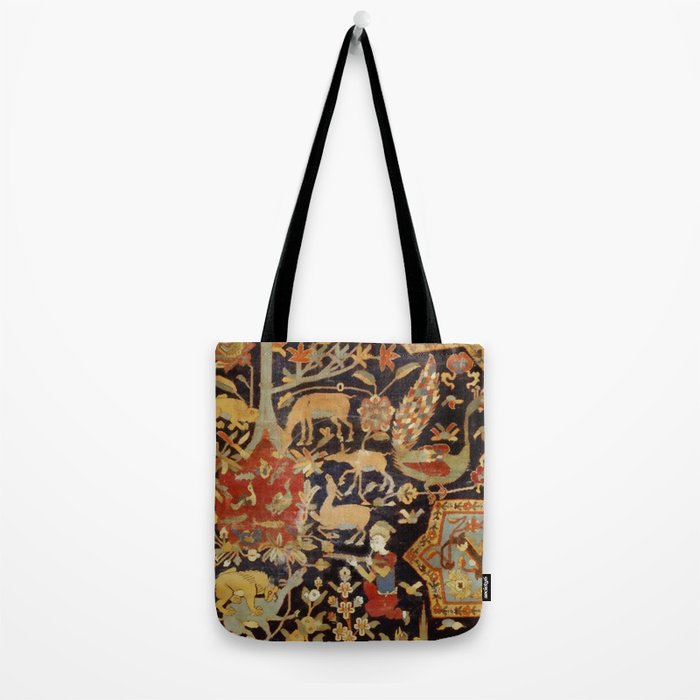 Mantes Antique Persian Animal Rug Print Tote Bag Gallery Image 2